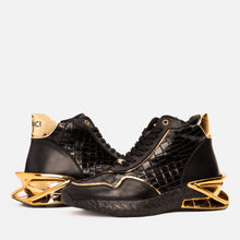 Load image into Gallery viewer, Bellagio Black &amp; Gold High-Top Men Sneaker