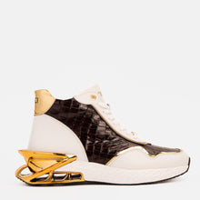 Load image into Gallery viewer, Bellagio White &amp; Gold Leather High-Top Men Sneaker