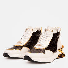 Load image into Gallery viewer, Bellagio White &amp; Gold Leather High-Top Men Sneaker