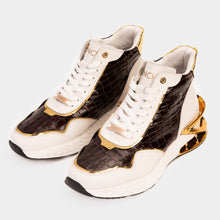 Load image into Gallery viewer, Bellagio White &amp; Gold Leather High-Top Men Sneaker