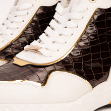 Load image into Gallery viewer, Bellagio White &amp; Gold Leather High-Top Men Sneaker