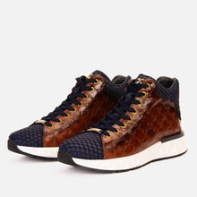 Load image into Gallery viewer, The Caesars Brown &amp; Navy Leather High-Top Men Sneaker