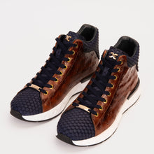 Load image into Gallery viewer, The Caesars Brown &amp; Navy Leather High-Top Men Sneaker