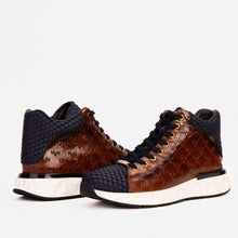 Load image into Gallery viewer, The Caesars Brown &amp; Navy Leather High-Top Men Sneaker