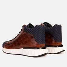 Load image into Gallery viewer, The Caesars Brown &amp; Navy Leather High-Top Men Sneaker