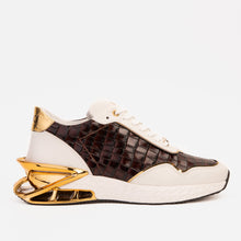 Load image into Gallery viewer, The Bellagio White &amp; Gold Leather Men Sneaker