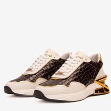 Load image into Gallery viewer, The Bellagio White &amp; Gold Leather Men Sneaker