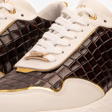 Load image into Gallery viewer, The Bellagio White &amp; Gold Leather Men Sneaker