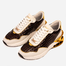 Load image into Gallery viewer, The Bellagio White &amp; Gold Leather Men Sneaker