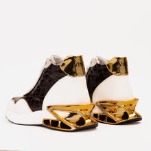 Load image into Gallery viewer, Bellagio White &amp; Gold Leather High-Top Men Sneaker