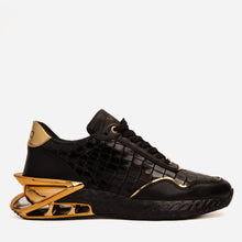 Load image into Gallery viewer, The Bellagio Black &amp; Gold Leather Men Sneaker