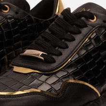 Load image into Gallery viewer, The Bellagio Black &amp; Gold Leather Men Sneaker