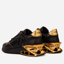 Load image into Gallery viewer, The Bellagio Black &amp; Gold Leather Men Sneaker