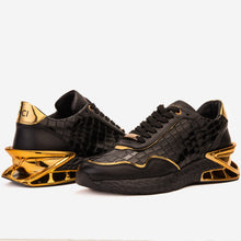 Load image into Gallery viewer, The Bellagio Black &amp; Gold Leather Men Sneaker