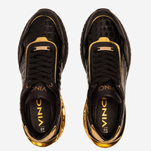 Load image into Gallery viewer, The Bellagio Black &amp; Gold Leather Men Sneaker