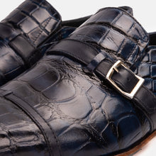 Load image into Gallery viewer, The Strat Single Monk Strap Cap Toe Navy Leather Handmade Men Shoe