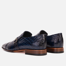 Load image into Gallery viewer, The Strat Single Monk Strap Cap Toe Navy Leather Handmade Men Shoe