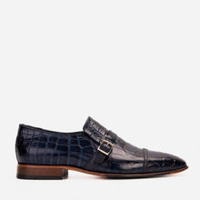 Load image into Gallery viewer, The Strat Single Monk Strap Cap Toe Navy Leather Handmade Men Shoe
