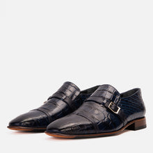 Load image into Gallery viewer, The Strat Single Monk Strap Cap Toe Navy Leather Handmade Men Shoe