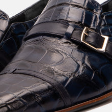 Load image into Gallery viewer, The Strat Single Monk Strap Cap Toe Navy Leather Handmade Men Shoe