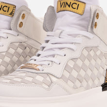 Load image into Gallery viewer, The Eugene White &amp; Gold Woven Leather High-Top Men Sneaker