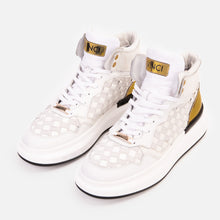 Load image into Gallery viewer, The Eugene White &amp; Gold Woven Leather High-Top Men Sneaker