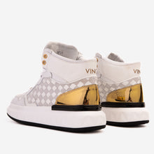 Load image into Gallery viewer, The Eugene White &amp; Gold Woven Leather High-Top Men Sneaker