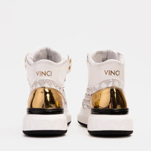 Load image into Gallery viewer, The Eugene White &amp; Gold Woven Leather High-Top Men Sneaker