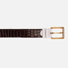 Load image into Gallery viewer, The Bellagio Brown &amp; White Leather Belt