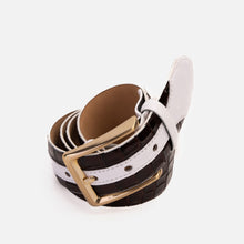 Load image into Gallery viewer, The Bellagio Brown &amp; White Leather Belt