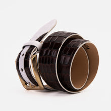 Load image into Gallery viewer, The Bellagio Brown &amp; White Leather Belt