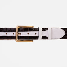 Load image into Gallery viewer, The Bellagio Brown &amp; White Leather Belt