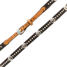 Load image into Gallery viewer, M and F Western Products Inc. Studded Cross (Black / Brown)- Leather Hat Band