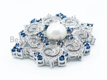 Load image into Gallery viewer, CZ Micro Pave Flower pendant with pearl, sku#L148