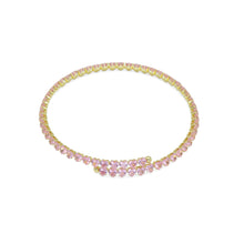 Load image into Gallery viewer, Gold Clear Pink Heart CZ Adjustable Choker Necklace, Sku#A33