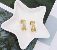 Load image into Gallery viewer, CZ Gold Pearl Cross Ring, Sku#X345