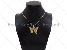 Load image into Gallery viewer, Colorful CZ Micro Pave Butterfly Shape Pendant/Charm,Cubic Zirconia Charm, Necklace Bracelet Charm Pendant,42x31mm, Sku#LD34