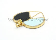 Load image into Gallery viewer, 40mm Large Enamel Colorful Peace Heart Shape Pendant,CZ Micro Pave Oil Drop pendant, Enamel pendant, Black/White Enamel, sku#F580