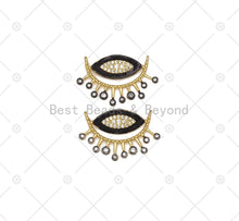 Load image into Gallery viewer, CZ Micro Pave Black Enamel Evil Eye With Teardrop Shape Pendant, 18K Gold Filled Evil Eye Charm, Necklace Pendant,19x30mm, Sku#L633