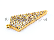Load image into Gallery viewer, CZ Micro Pave Triangle Pendant, 11x35mm, 12x30mm, Gold/Rose Gold/Silver/Black Pave Pendant Charm, sku#B36
