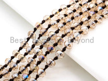 Load image into Gallery viewer, 60/36 Long Hand Knotted Crystal Necklace, Double Wrap Necklace, Light Colorado Topaz Color 2x4mm/5x8mm Faceted Crystal Beads,SKU#D23