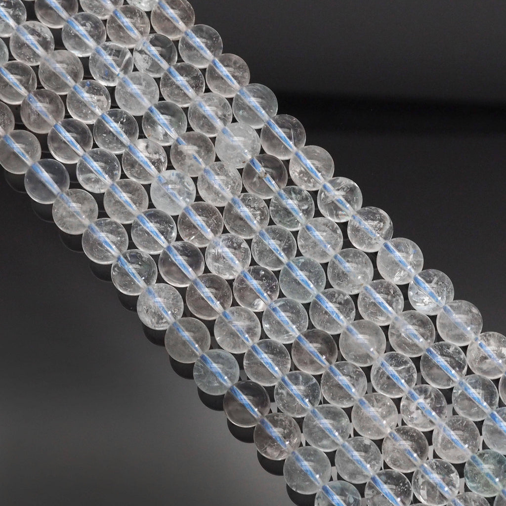 Genuine White Topaz Round Smooth Beads, Sku#U1640