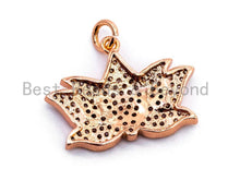 Load image into Gallery viewer, CZ Micro Pave Lotus Pendant for Necklace/Bracelet, Cubic Zirconia Pendant,17x23mm, 1pc, sku#F475