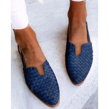 Load image into Gallery viewer, Women's Plus Size Pointed Toe Slip-On Sandals | Knit Upper Low Heel
