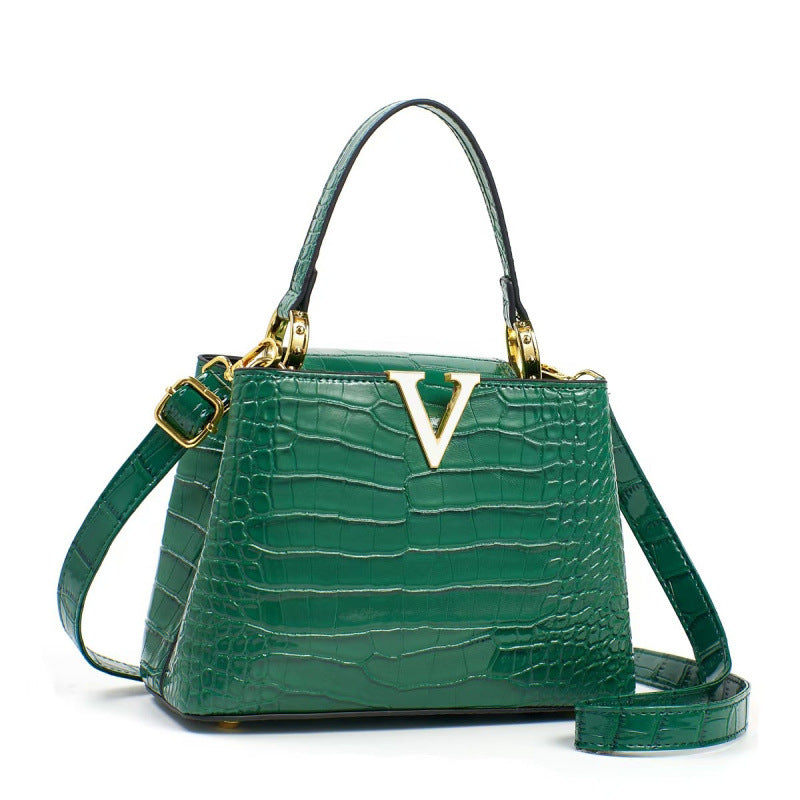 Minimalist Crocodile Pattern Tote Bag - Women's PU Leather Handbag with Zipper Compartment