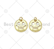 Load image into Gallery viewer, Hollow Out Skull Face on Disc Pendant/Charm, 18K Gold Filled Skull Charm, Necklace Bracelet Charm Pendant,15x15mm,Sku#L610