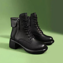 Load image into Gallery viewer, Women's Vintage Chunky Heel Ankle Boots | Microfiber Leather Side Zipper Low-Top