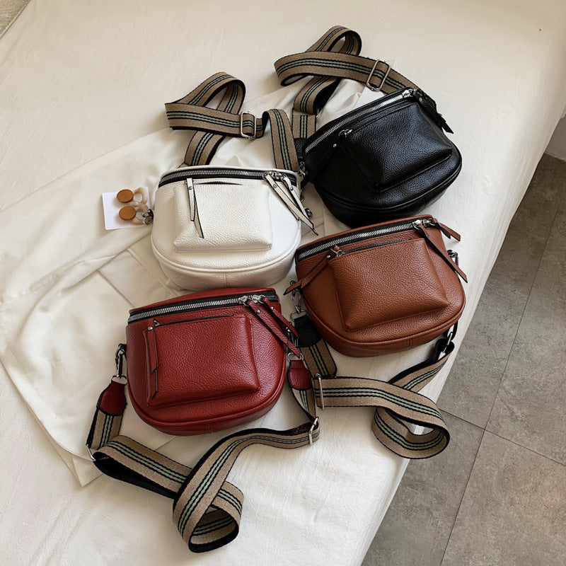 Soft PU Leather Saddle Crossbody Bag