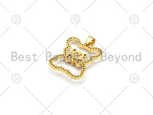 Load image into Gallery viewer, Colorful CZ Micro Pave Teddy Bear Shape Pendant, 18k Gold Filled Teddy Bear Charm, Necklace Bracelet Charm Pendant, 26x20mm, Sku#LK433