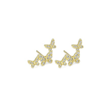 Load image into Gallery viewer, CZ Gold Thriple Butterflies Ear Climber Earrings, Sku#LD502